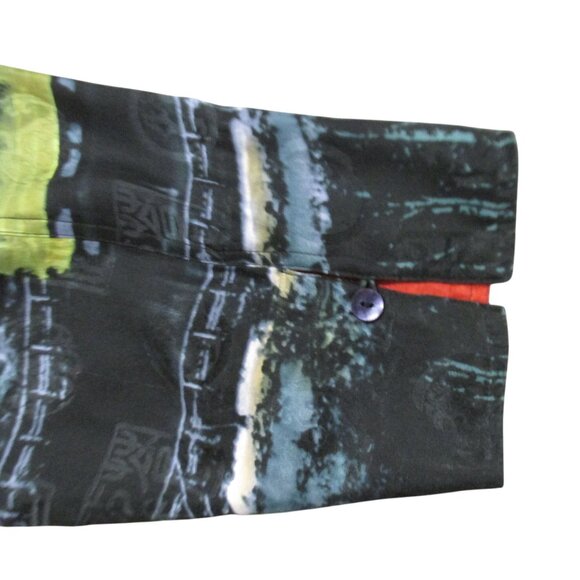 CHICOS Womens L Button Front Silk Top Japanese Geisha Girl Print Size L/12 - Picture 3 of 10